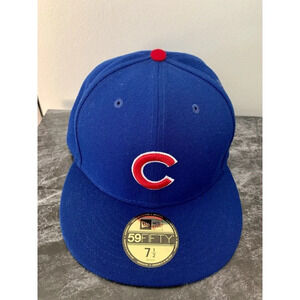 Chicago Cubs Baseball Hat New Era Mens 59Fifty 7 1/2 Fitted MLB Cap NO RESERVE